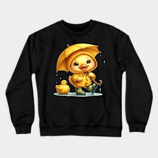 Cute Yellow Duck Holding an Umbrella Crewneck Sweatshirt